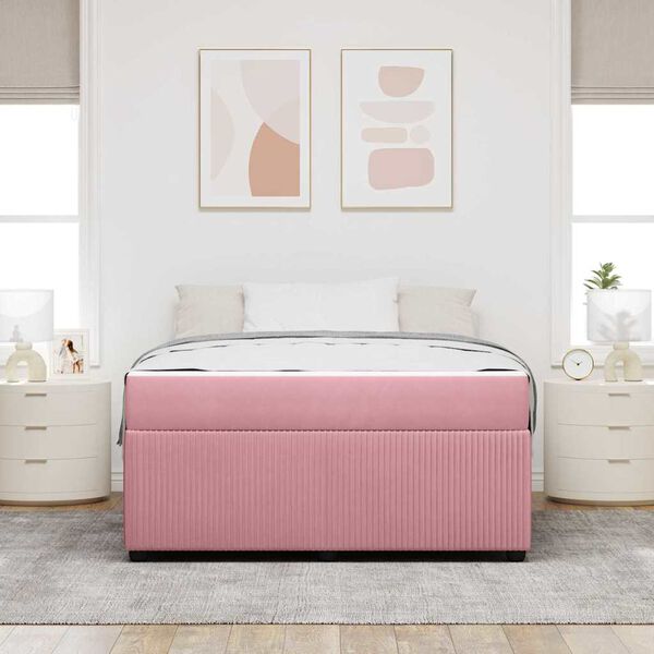 vidaXL Bedframe met matras Roze 140 x 200 cm Stof