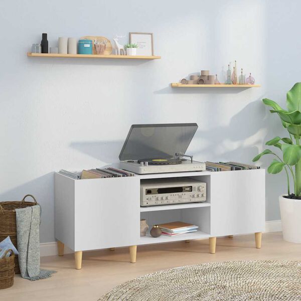 vidaXL Platenkast 121x38x48 cm bewerkt hout wit