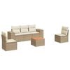 vidaXL 6-delige Loungeset met kussens poly rattan beige