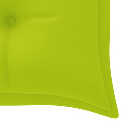 vidaXL Tuinbank met heldergroen kussen 150 cm massief teakhout