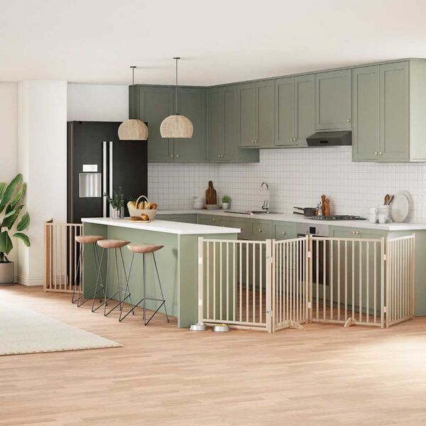 vidaXL Hondenhek inklapbaar met deur 8 panelen 640 cm populierenhout