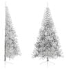 vidaXL Kunstkerstboom half met standaard 240 cm PET zilverkleurig