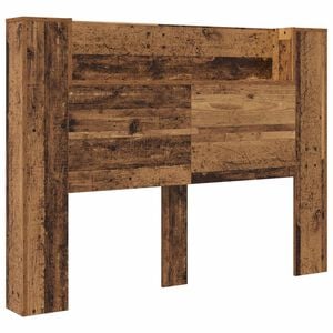 vidaXL Hoofdbord Kast met LED Oudhout Bewerkt hout