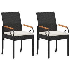 vidaXL Tuinstoelen 2 pcs Zwart en Cream Wit Poly rattan en acacia
