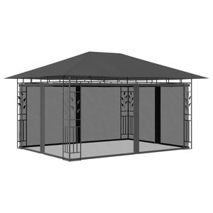 vidaXL Prieel met klamboe 180 g/m&sup2; 4x3x2,73 m antraciet