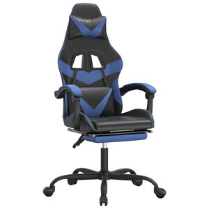 vidaXL Gamestoel draaibaar met voetensteun kunstleer zwart en blauw