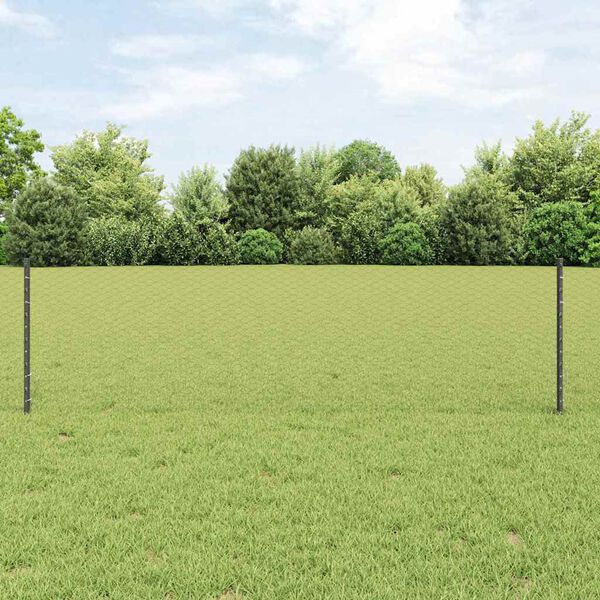 vidaXL Hek met Paal Grijs 0,6 x 25 m Staal en PVC