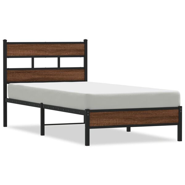 vidaXL Bedframe zonder matras bewerkt hout bruin eikenkleur 75x190 cm