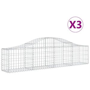 vidaXL Schanskorven 3 st gewelfd 200x30x40/60 cm gegalvaniseerd ijzer