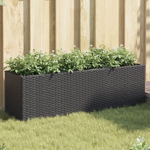 vidaXL Plantenbakken met 3 potten 2 st 105x30x32 cm poly rattan zwart