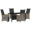 vidaXL Tuin eettafelset met kussen 5 pcs Grijs poly rattan
