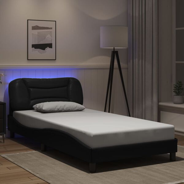 vidaXL Bedframe met LED zonder matras "Hvar" zwart 100x203 cm