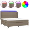 vidaXL Boxspring met matras en LED stof taupe 160x200 cm