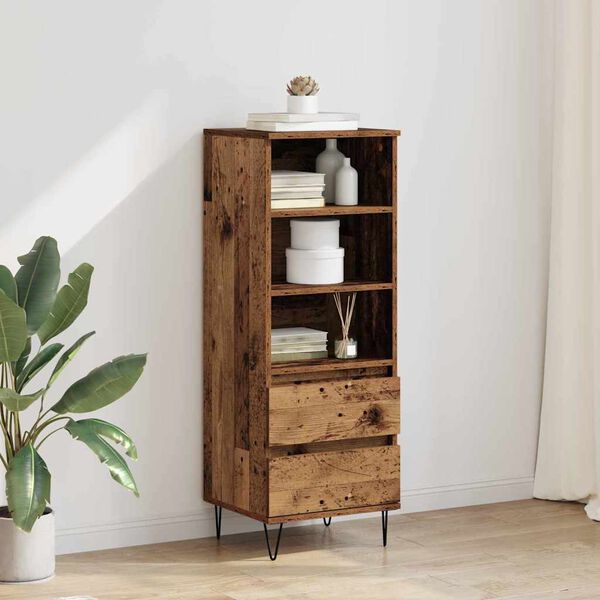 vidaXL Highboard met lade Oud Hout 40 x 36 x 110 cm Bewerkt hout
