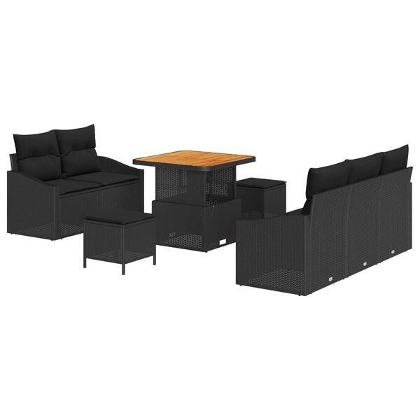 vidaXL Tuin Sofa Set met kussen 8 pcs Zwart Poly riet