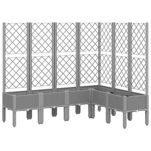 vidaXL Plantenbak met latwerk 160x120x142 cm polypropeen lichtgrijs