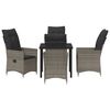 vidaXL Tuin eettafelset met kussen 5 pcs Grijs poly rattan