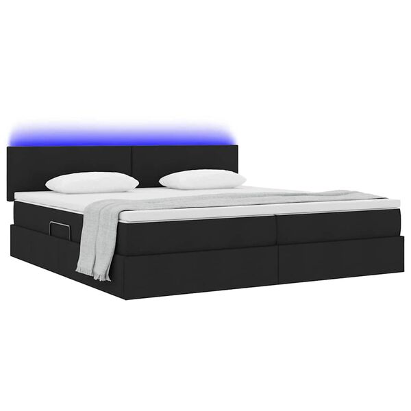 vidaXL Opbergbed met LED met matras Zwart 200 x 200 cm Polyester