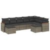vidaXL 9-delige Loungeset met kussens poly rattan grijs