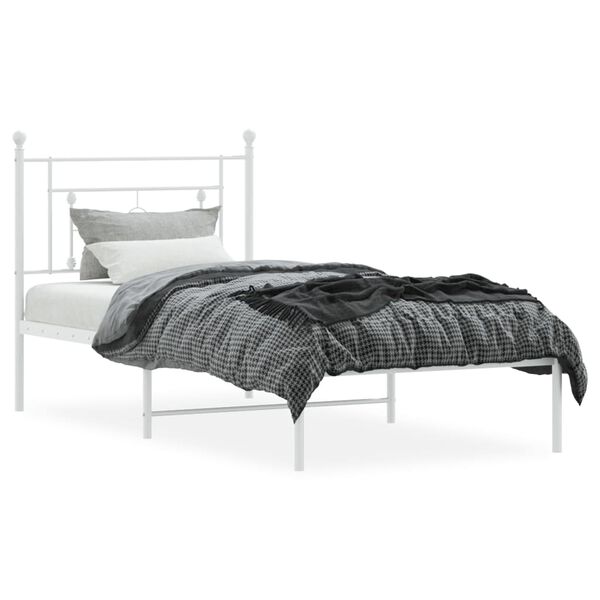 vidaXL Bedframe met hoofdbord metaal wit 90x200 cm