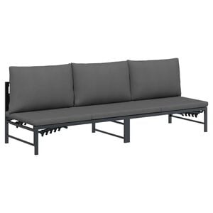 vidaXL 3-Persoons Zonligbed Zwart 200 x 62 x 59,5 cm Textileen