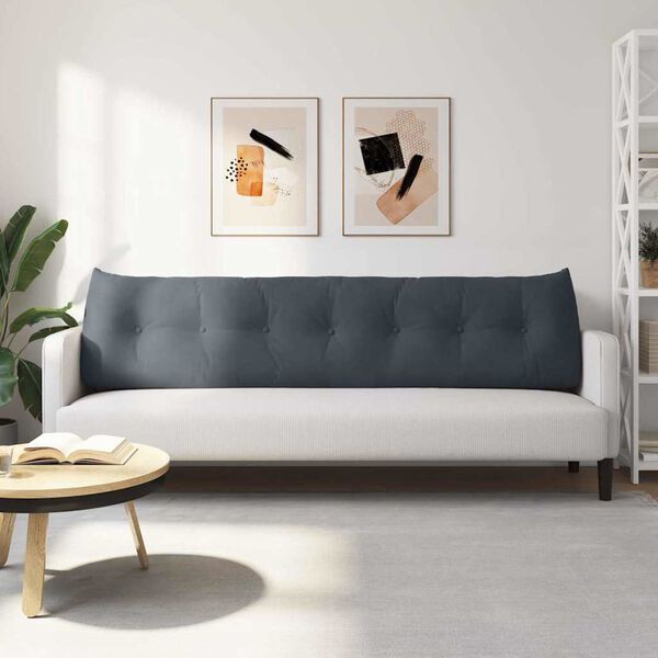 vidaXL Rugkussen Donkergrijs 200 x 24 x 50 cm Fluweel