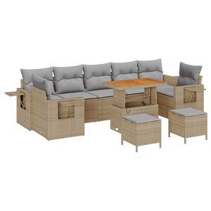 vidaXL Tuin Sofa Set met kussen 10 pcs Beige poly rattan