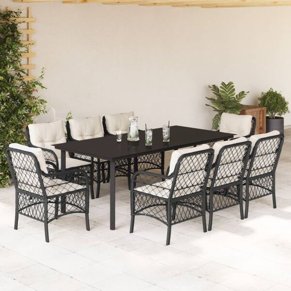vidaXL 9-delige Tuinset poly rattan zwart