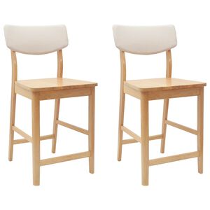vidaXL Eettafelstoelen 2 st Massief Rubberhout Naturel 48 x 49 x 95 cm