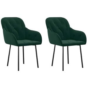 vidaXL Eetkamerstoelen 2 st fluweel donkergroen