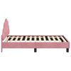 vidaXL Bedframe voor kinderen met hoofdbord Roze 80 x 160 cm Fluweel