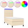 vidaXL Boxspring met matras en LED stof cr&egrave;mekleurig 100x200 cm