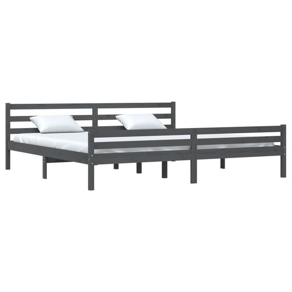 vidaXL Bedframe massief hout grijs 200x200 cm