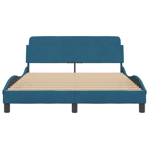 vidaXL Bedframe met hoofdeinde "Dover" fluweel blauw 140x190 cm
