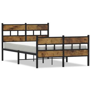 vidaXL Bedframe zonder matras metaal gerookt eikenkleurig 120x200 cm