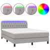 vidaXL Boxspring met matras en LED stof lichtgrijs 140x200 cm