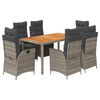 vidaXL 7-delige Tuinset met kussens poly rattan grijs