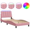 vidaXL Bedframe met LED zonder matras "Hanko" fluweel roze 90x200 cm