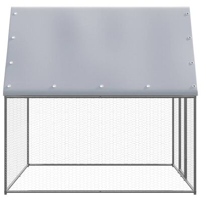 vidaXL Kippenkooi 2x2x2 m gegalvaniseerd staal zilverkleurig en grijs