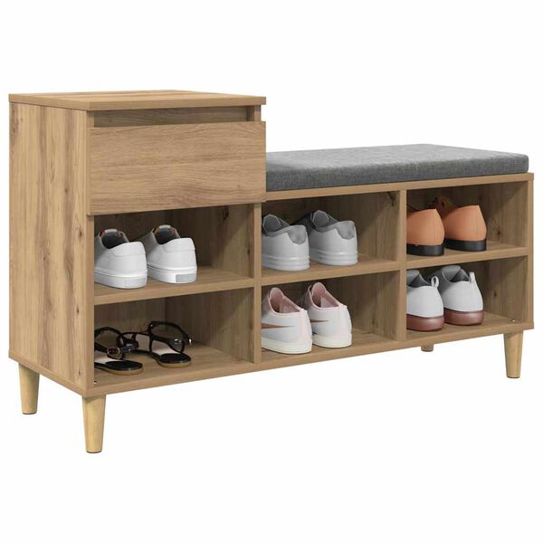 vidaXL Schoenenkast Artisan Eiken 102 x 36 x 60 cm Bewerkt hout