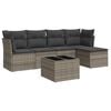 vidaXL 6-delige Loungeset met kussens poly rattan grijs