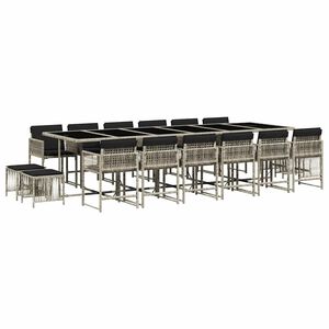 vidaXL 17-delige Tuinset met kussens poly rattan lichtgrijs