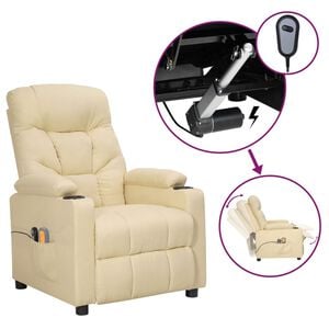 vidaXL Massagestoel elektrisch stof cr&egrave;mekleurig