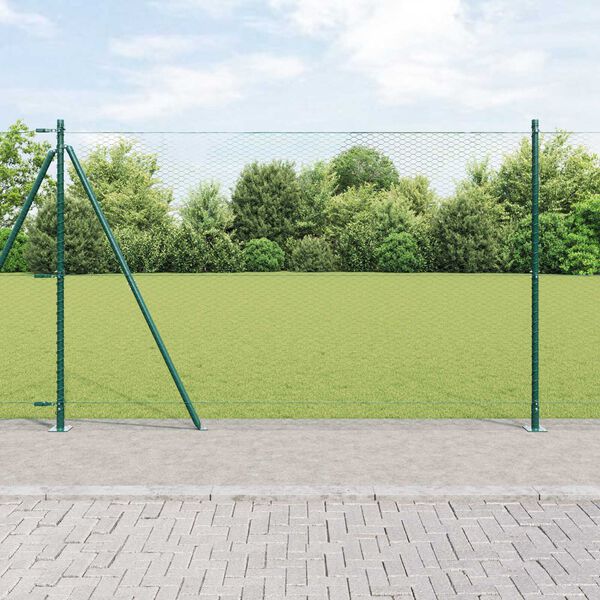 vidaXL Afrasteringspaal Groen 10 x 1,5 m (25 mm gaas) Staal en PVC