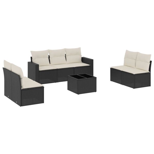 vidaXL 8-delige Loungeset met kussens poly rattan zwart
