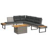vidaXL 2-delige Loungeset met kussens poly rattan en acaciahout grijs