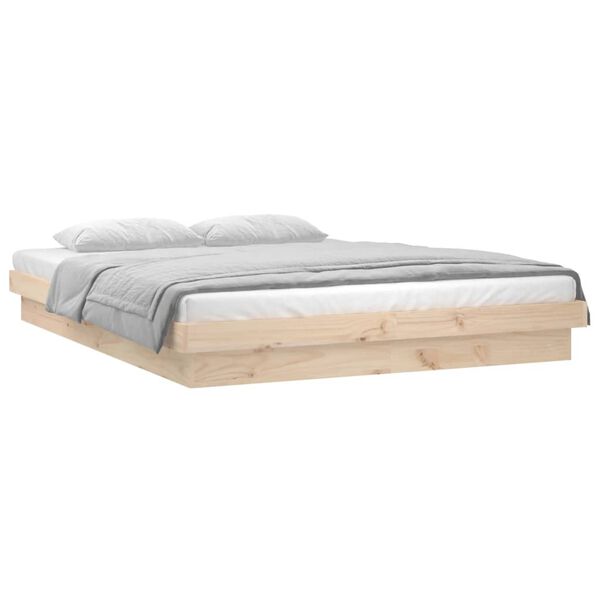 vidaXL Bedframe LED massief hout 120x190 cm