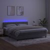 vidaXL Boxspring met matras en LED fluweel lichtgrijs 180x200 cm