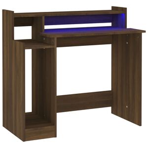 vidaXL Bureau met LED-verlichting 97x45x90 cm hout bruin eikenkleur