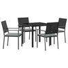 vidaXL Tuin eettafelset 5 st Zwart en Licht Grijs PE Rattan